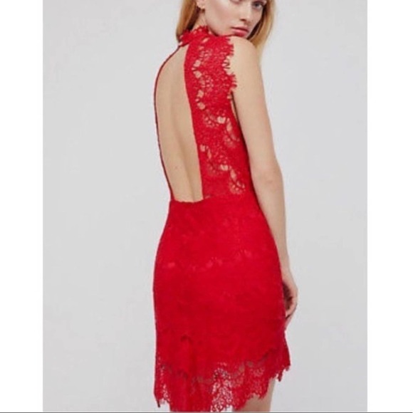 Free People Red Daydream Lace Open Back Dress - Picture 11 of 11